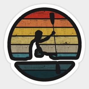 Canoeing Silhouette On A Distressed Retro Sunset product Sticker